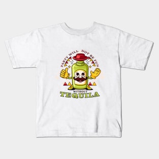 Tequila, the cartoon mascot of tequila bottles at parties Kids T-Shirt